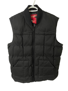 Rodeo Clothing Black Western Down Fill Quilted Puffer Vest Size Large